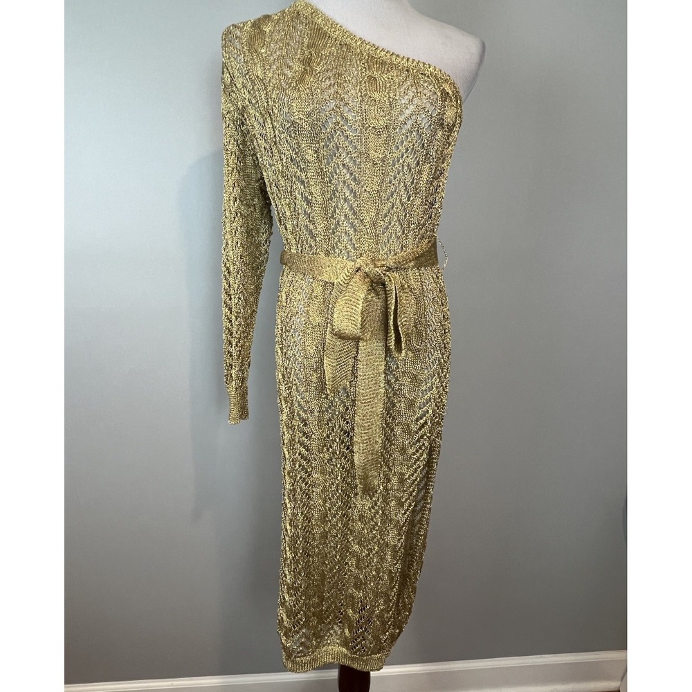 Anthropologie Maeve Gold Crochet Swim Cover Up Womens One Size One Shoulder NWT